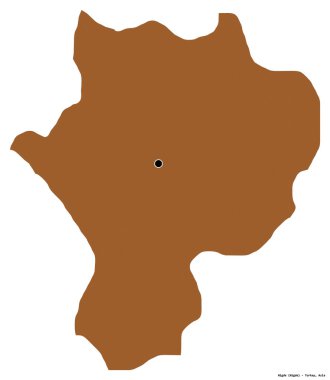 Türkiye 'nin başkenti Nigde' nin beyaz arka planda izole edilmiş hali. Desenli dokuların bileşimi. 3B görüntüleme