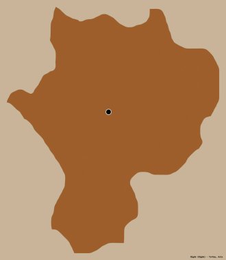 Türkiye 'nin Nigde ilinin başkenti katı bir renk arkaplanı ile izole edilmiştir. Desenli dokuların bileşimi. 3B görüntüleme