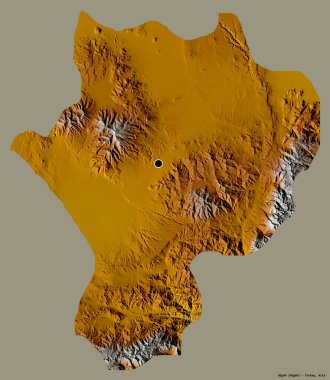 Türkiye 'nin Nigde ilinin başkenti katı bir renk arkaplanı ile izole edilmiştir. Topografik yardım haritası. 3B görüntüleme