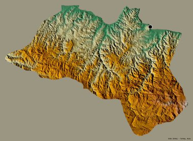Türkiye 'nin Ordu şekli, başkenti katı bir renk arkaplanına sahip. Topografik yardım haritası. 3B görüntüleme