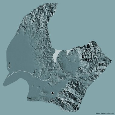 Türkiye 'nin Osmaniye ilçesinin başkenti, koyu renk arka planda izole edilmiştir. Renkli yükseklik haritası. 3B görüntüleme