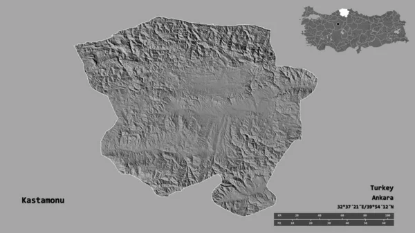 Gestalt Von Kastamonu Provinz Der Türkei Mit Seiner Hauptstadt Isoliert — Stockfoto