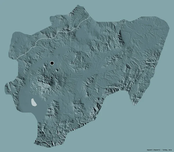 Forma Kayseri Provincia Turquía Con Capital Aislada Sobre Fondo Color — Foto de Stock