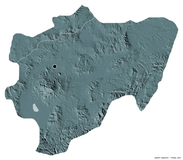 Forma Kayseri Provincia Turquía Con Capital Aislada Sobre Fondo Blanco — Foto de Stock