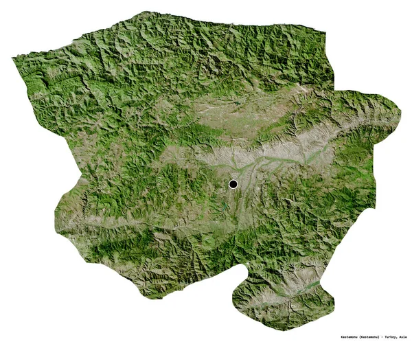 Kształt Kastamonu Prowincja Turcji Stolicą Odizolowaną Białym Tle Zdjęcia Satelitarne — Zdjęcie stockowe