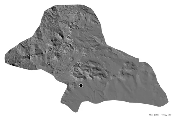 トルコの州キリスの形で その首都は白い背景に隔離されています 標高マップ 3Dレンダリング — ストック写真