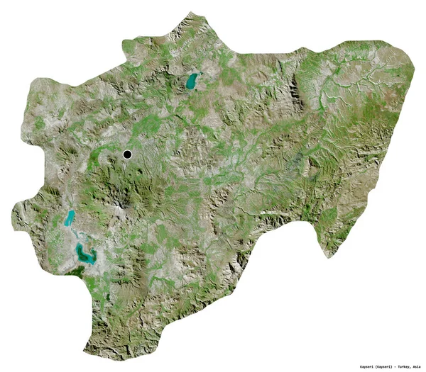 Shape Kayseri Province Turkey Its Capital Isolated White Background Satellite — Stock Photo, Image