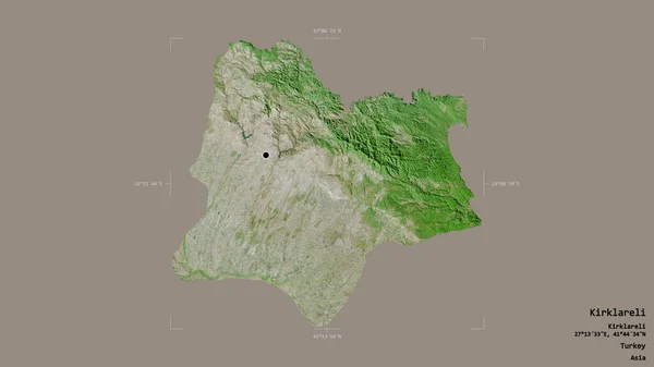 トルコの州 カークラレリの地域は 洗練された境界ボックスにしっかりとした背景に隔離されています ラベル 衛星画像 3Dレンダリング — ストック写真