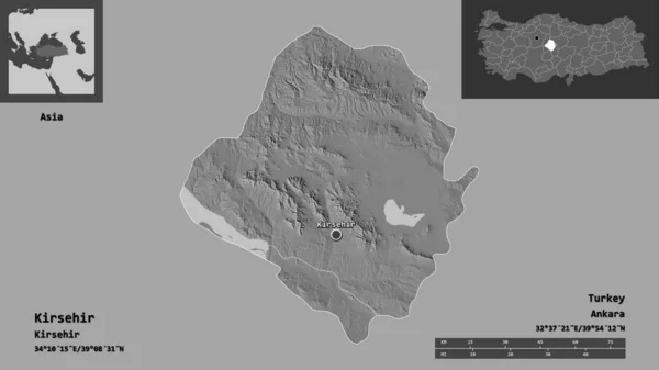 Form Von Kirsehir Provinz Der Türkei Und Ihrer Hauptstadt Entfernungsskala — Stockfoto