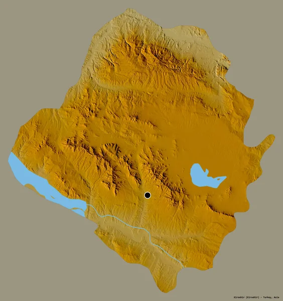 トルコの州であるKirsehirの形で その首都はしっかりとした色の背景に隔離されています 地形図 3Dレンダリング — ストック写真