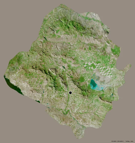 トルコの州であるKirsehirの形で その首都はしっかりとした色の背景に隔離されています 衛星画像 3Dレンダリング — ストック写真