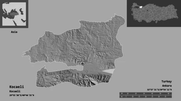 Gestalt Von Kocaeli Provinz Der Türkei Und Ihrer Hauptstadt Entfernungsskala — Stockfoto