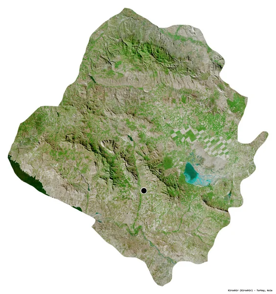Форма Кірсехір Провінція Туреччина Столицею Ізольованою Білому Тлі Супутникові Знімки — стокове фото