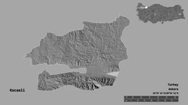 Forma Kocaeli Provincia Turquía Con Capital Aislada Sobre Fondo Sólido — Foto de Stock