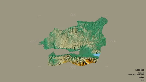 Obszar Kocaeli Prowincja Turcji Odizolowany Solidnym Tle Georeferencyjnym Polu Granicznym — Zdjęcie stockowe