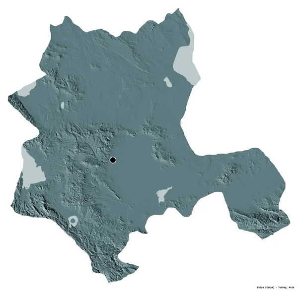 Kształt Konya Prowincja Turcji Stolicą Odizolowaną Białym Tle Kolorowa Mapa — Zdjęcie stockowe