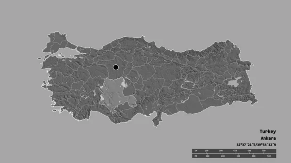수도인 터키의 형태는 분할과 지역이었다 라벨이요 렌더링 — 스톡 사진