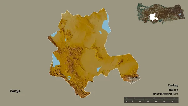 Vorm Van Konya Provincie Turkije Met Hoofdstad Geïsoleerd Een Solide — Stockfoto