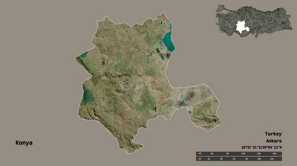 Forma Konya Província Turquia Com Sua Capital Isolada Fundo Sólido — Fotografia de Stock