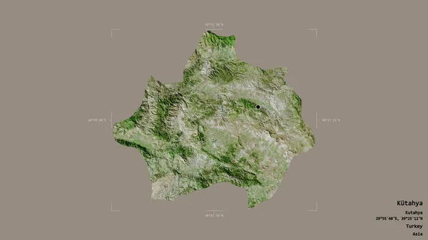 Area Kutahya Province Turkey Isolated Solid Background Georeferenced Bounding Box — Stock Photo, Image