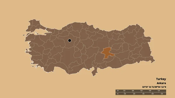 Forma Desnaturalizada Turquía Con Capital División Regional Principal Zona Separada —  Fotos de Stock