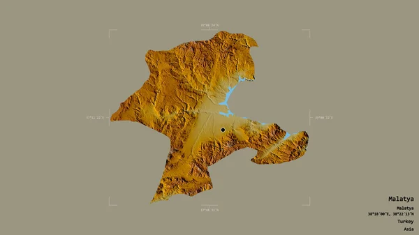 Oblast Malatya Provincie Turecko Izolovaná Pevném Pozadí Georeferenční Hraniční Oblasti — Stock fotografie