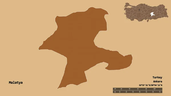 Forma Malatya Provincia Turquía Con Capital Aislada Sobre Fondo Sólido —  Fotos de Stock