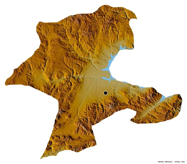 Forme Malatya Province Turquie Avec Capitale Isolée Sur Fond Blanc — Photo