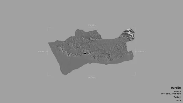 土耳其的马尔丁地区 在一个地理参照框的坚实背景下被隔离 Bilevel高程图 3D渲染 — 图库照片