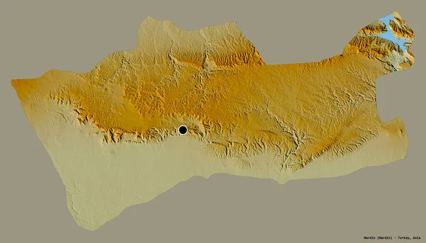 Forma Mardin Provincia Turquía Con Capital Aislada Sobre Fondo Color —  Fotos de Stock