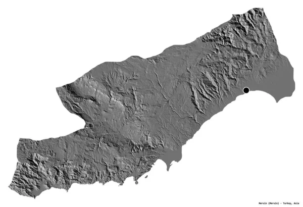 Shape Mersin Provinz Der Türkei Mit Seiner Hauptstadt Isoliert Auf — Stockfoto