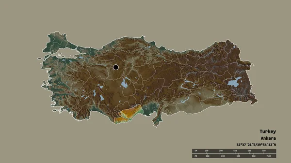 Forma Desolata Della Turchia Con Sua Capitale Principale Divisione Regionale — Foto Stock