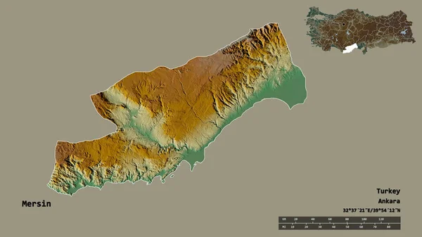 Forma Mersin Província Turquia Com Sua Capital Isolada Fundo Sólido — Fotografia de Stock