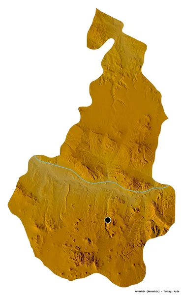 Nevsehir Türkiye Nin Başkenti Beyaz Arka Planda Izole Edilmiş Topografik — Stok fotoğraf