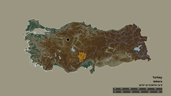 Forma Desnaturalizada Turquía Con Capital División Regional Principal Zona Separada — Foto de Stock