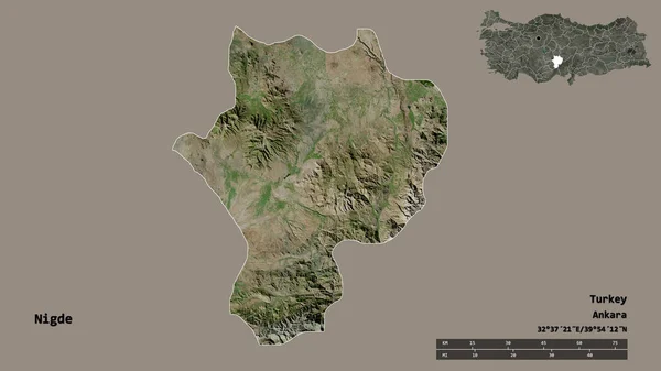 Forma Nigde Provincia Turquía Con Capital Aislada Sobre Fondo Sólido —  Fotos de Stock