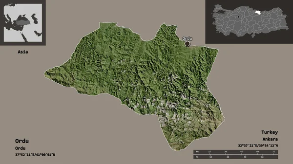 Forma Ordu Provincia Turquía Capital Escala Distancia Vistas Previas Etiquetas —  Fotos de Stock