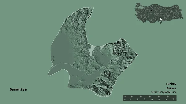 Σχήμα Osmaniye Επαρχία Της Τουρκίας Κεφάλαιό Της Απομονωμένο Στέρεο Υπόβαθρο — Φωτογραφία Αρχείου