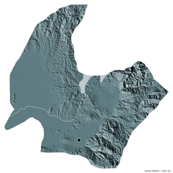 Forma Osmaniye Provincia Turquía Con Capital Aislada Sobre Fondo Blanco — Foto de Stock