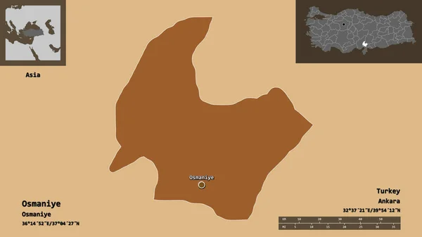 Forma Osmaniye Provincia Turquía Capital Escala Distancia Vistas Previas Etiquetas —  Fotos de Stock