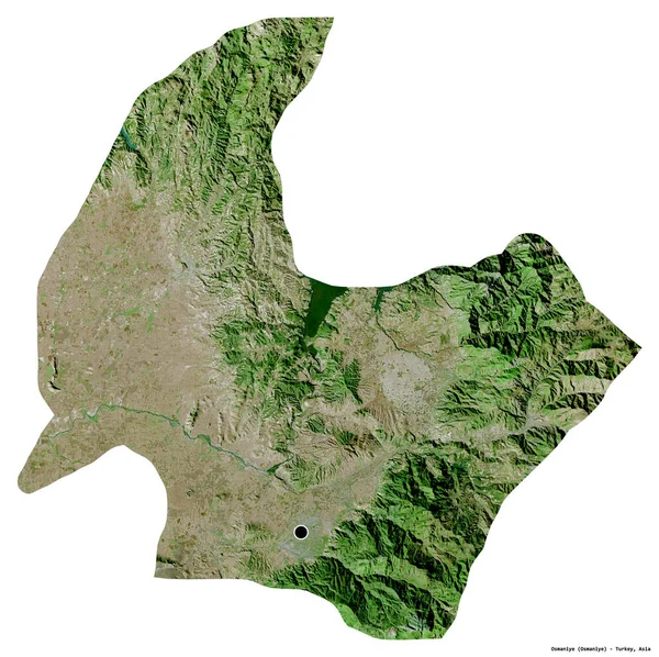 トルコの州であるオスマニエの形で 首都は白い背景に孤立しています 衛星画像 3Dレンダリング — ストック写真