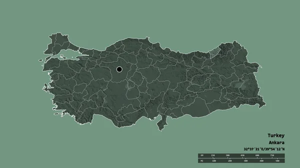 Başkenti Ana Bölgesel Bölünmesi Ayrılmış Rize Bölgesiyle Türkiye Nin Dejenere — Stok fotoğraf