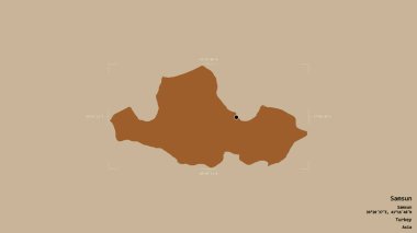 Türkiye 'nin Samsun ilçesi bir sınır kutusunda sağlam bir zemin üzerinde izole edilmiş durumda. Etiketler. Desenli dokuların bileşimi. 3B görüntüleme