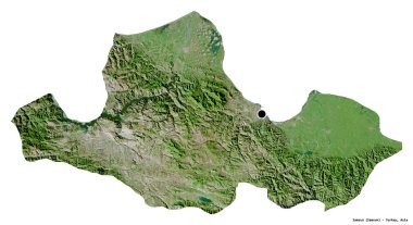 Başkenti beyaz arka planda izole edilmiş olan Samsun 'un şekli. Uydu görüntüleri. 3B görüntüleme
