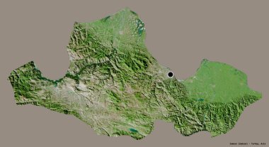 Samsun, Türkiye 'nin başkenti, koyu renk arka planda izole edilmiş. Uydu görüntüleri. 3B görüntüleme
