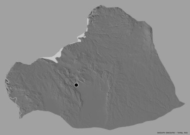 Türkiye 'nin Şanlıurfa eyaleti, başkenti katı renk arka planına izole edilmiş. Çift seviyeli yükseklik haritası. 3B görüntüleme