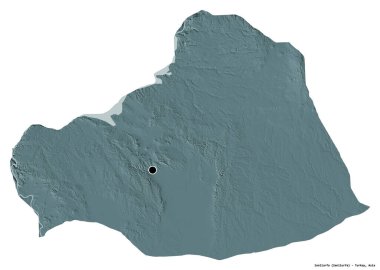 Türkiye 'nin başkenti Şanlıurfa' nın beyaz arka planda izole edilmiş hali. Renkli yükseklik haritası. 3B görüntüleme