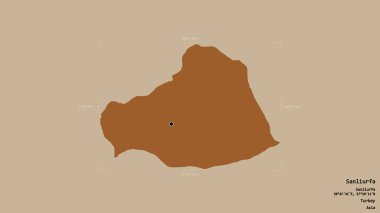 Türkiye 'nin Şanlıurfa ilçesi bir sınır kutusunda sağlam bir zemin üzerinde izole edilmiş durumda. Etiketler. Desenli dokuların bileşimi. 3B görüntüleme