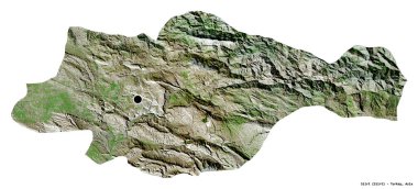 Başkenti beyaz arka planda izole edilmiş olan Siirt, Türkiye 'nin bir ilçesidir. Uydu görüntüleri. 3B görüntüleme