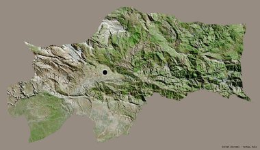 Türkiye 'nin Şırnak ilçesinin başkenti, koyu renk arka planda izole edilmiştir. Uydu görüntüleri. 3B görüntüleme